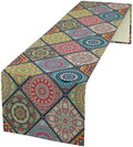 Boho Bohemian Table Runner, Vintage Indian Floral Print Table Cover for Farmhouse Kitchen Dining Table Decor Holiday Party, 13x120inch