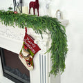 Christmas Cedar Garland for Staircase Real Touch Droopy Bendable Lifelike Faux Xmas Garlands for Decoration Christmas Green Pine Mantle Garland Thanksgiving Table Decorations Outdoor Indoor 6ft