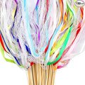 Taiyin 150 Pcs Lace Ribbon Stick Wands Wedding Wand Streamers with Bell Silk Ribbon Fairy Wand Wedding Send Off Streamer for Baby Shower Holiday Party Favors (Colorful)
