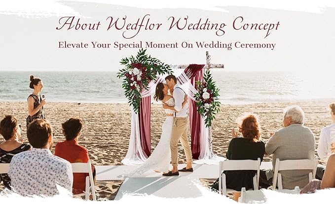Artificial Rose Wedding Arch Flower Kit, Marsala Silk, 2 Pieces