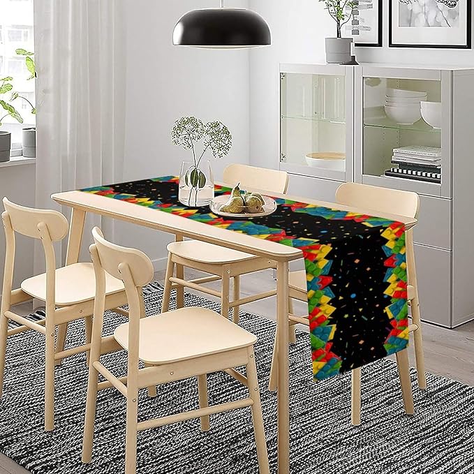Building Blocks Table Runner Party Celebrating Colorful Blocks Table Runner for Kids Teens Bedroom Living Room Kitchen Birthday Party Decor Table Runner 13x120 Inch