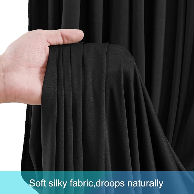 Backdrop Curtains, Black Wrinkle-Free 10 Panels, 5 x 12 Ft Each