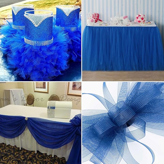 Royal Blue Tulle Fabric Rolls 54 Inch by 40 Yards Tulle Bolt Spool for Wedding Decorations DIY Tutu Baby Shower Table Skirt Ceiling Decor Birthday Party Craft Supplies