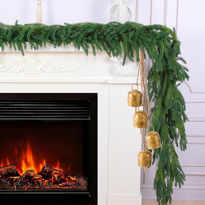 Norfolk Pine Garlands, Set of 4 Green Plastic Greenery, 6 Ft Each