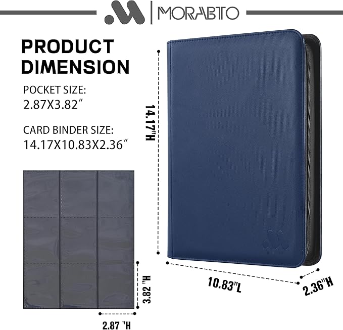 Card Binder 9 Pockets,Trading Card Binder Holds up to 864 Cards with 48 Sleeves,Zipper Card Holder Album Compatible with TCG Card/Game Cards/Sports Card