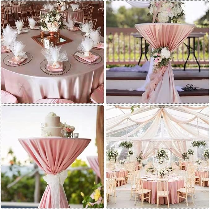 fani 6 Pack 108 Inch Rose Gold Round Tablecloth - Premium Silky Satin Tablecloth Overlay Smooth Fabric Table Cover Linens, Table Decoration for Wedding Party Banquet Events Restaurant Kitchen Dining