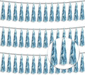 3P Metallic Fringe Tassel Banner Garland Foil Tinsel Streamer Wall Hanging Curtain Backdrop Banner for Parade Floats, Graduation Decorations, Wedding Party Decoration(Light Blue)