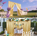 Backdrop Drape with Gold Liquid Metal-Like Sequins, 8 Panels, 40 ft Wide