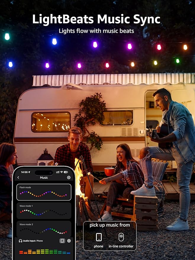 String Lights Outdoor RGBIC Smart LED with App and Voice Control
