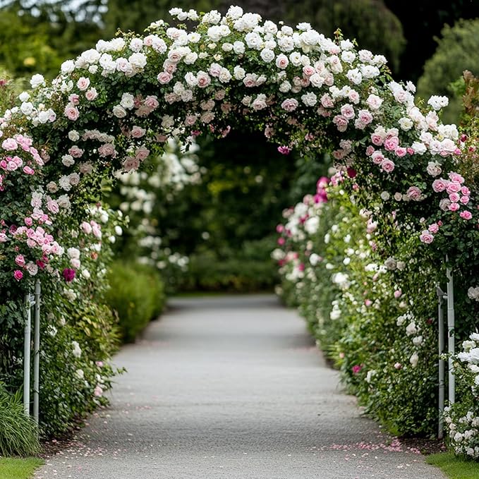 White Metal Garden Arch Arbor, 55 x 94 Inch Wedding Backdrop Stand