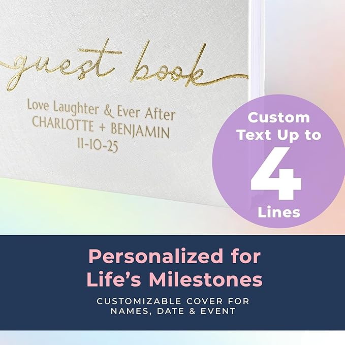 Guest Book for Parties with 110 Lined Pages and Vegan Leather Cover