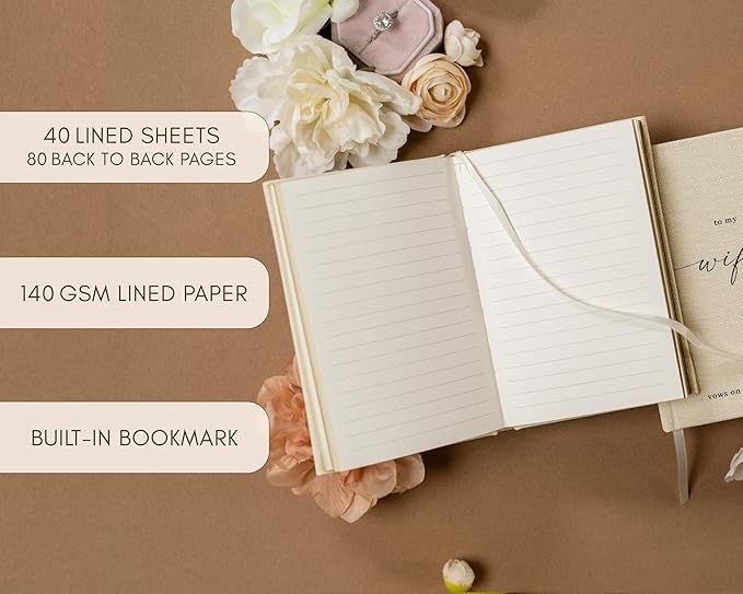 Wedding Vow Books Decorations, Set of 2 Hardcover with Gold Edges