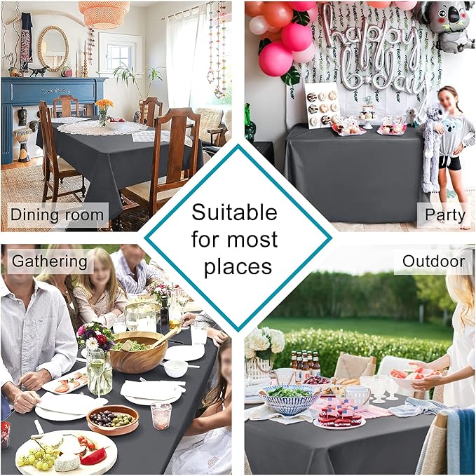 Hiasan Rectangle Tablecloth Grey - Wrinkle Resistant and Waterproof Washable Polyester Fabric Table Cloth for Dining Party and Outdoor Use, 30 x 60 Inch