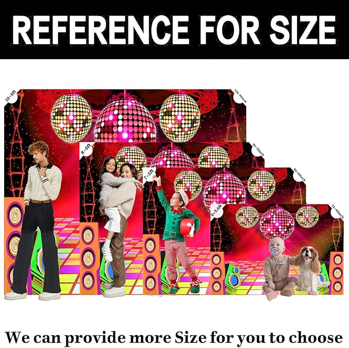 20X10ft Dance Party Backdrop Retro 70s 80s 90s Theme Glitter Stage Dance Ball Background Disco Party Decoration DJ Backdrop Banner for Birthday Party Prom Portrait Photo Shoot Polyester, Red