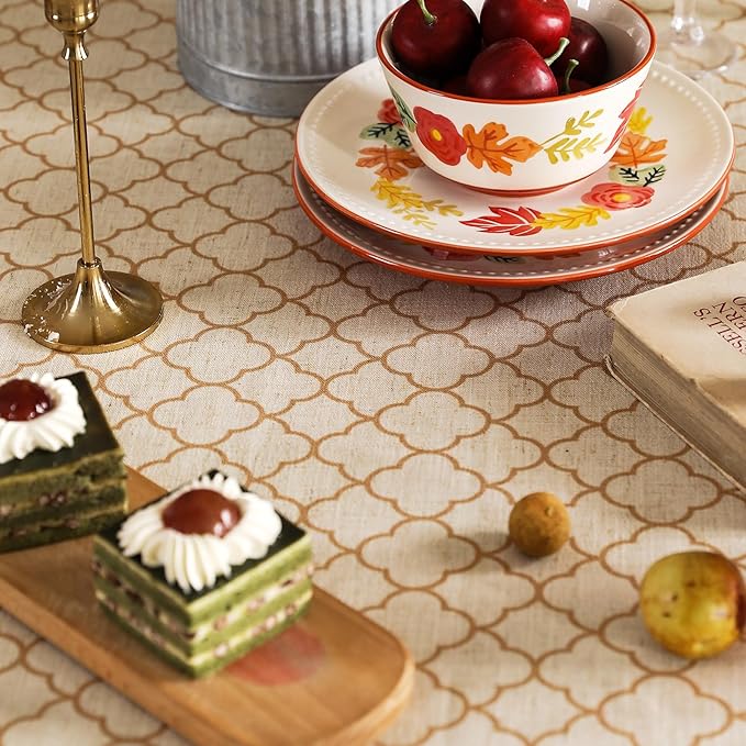 Tablecloth, 55 x 71 Inch Rectangular, Linen-Polyester Blend, Yellow Floral
