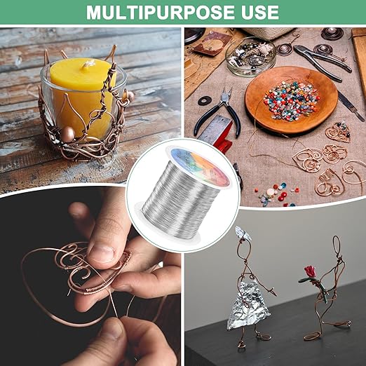 2-Rolls 0.3mm Jewelry Wire, 28 Gauge 328FT Craft Wire Copper Beading Wire for Jewelry Making/Planting/Weaving/DIY Crafting, Soft Metal Wires [100M, Silver White]