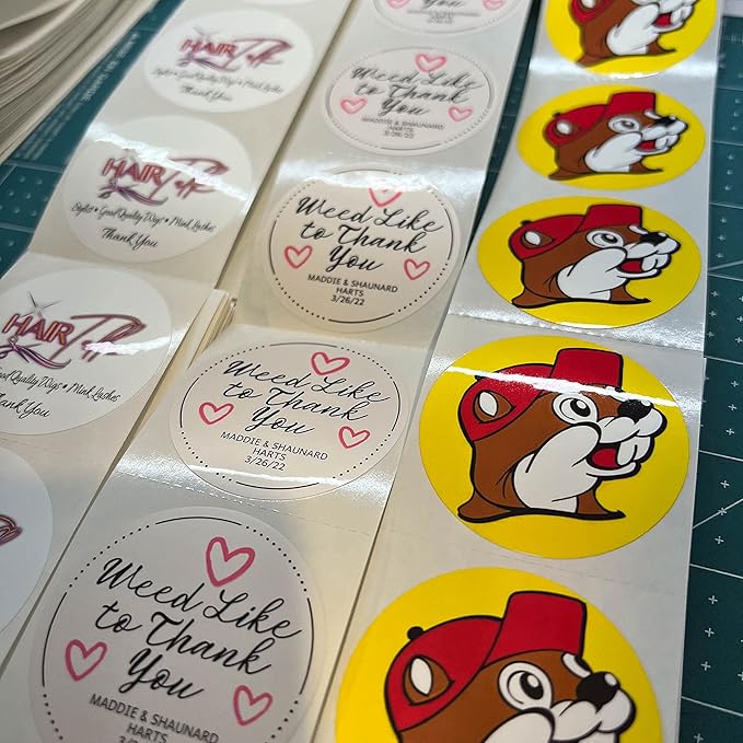 150 Custom Circle/Square BOPP Roll Labels- Personalized Stickers for Business Logo, Party, Wedding Favor, Baby Shower-Any Design Text + Image, Matte/Gloss Finish (2.5 Inch Square)