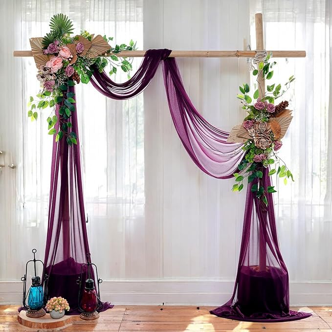 MDS Halloween Chiffon Draping Fabric - 1 Panel, 30" Wide x 20ft Long - Sheer Spooky Arbor & Canopy Drapery for Haunted House Backdrops, Party Ceilings, DIY Costumes & Themed Events - Eggplant