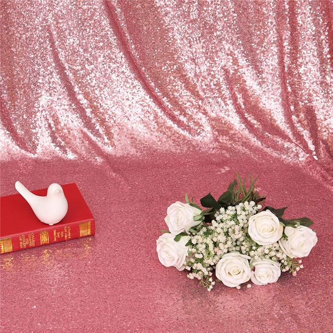 Eternal Beauty Fuchsia Pink Sequin Backdrop, 7x7 Ft Glitter Background Curtains for Shimmer Photography Party Wedding Birthday Back Drop Decor