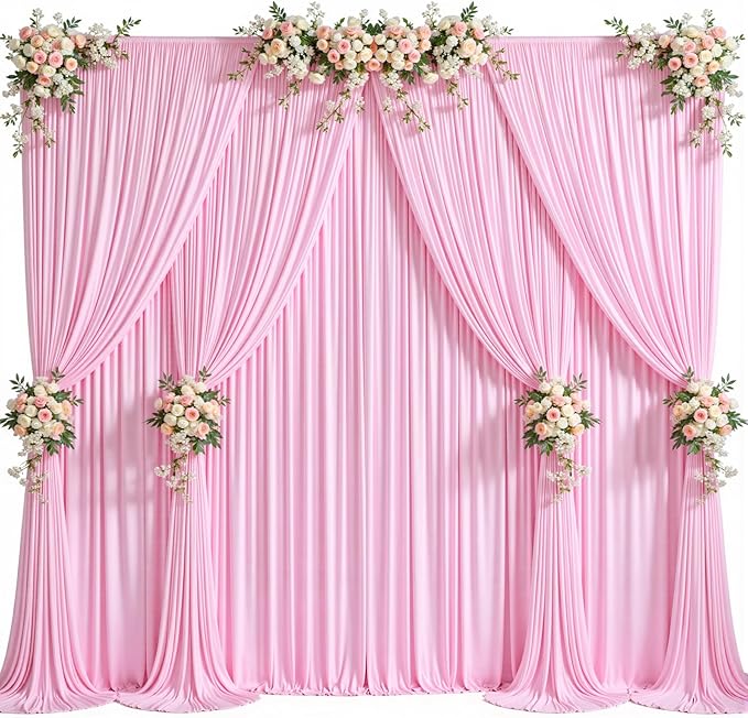 Backdrop Curtain Set, Light Pink, 10 Panels 5 ft x 12 ft