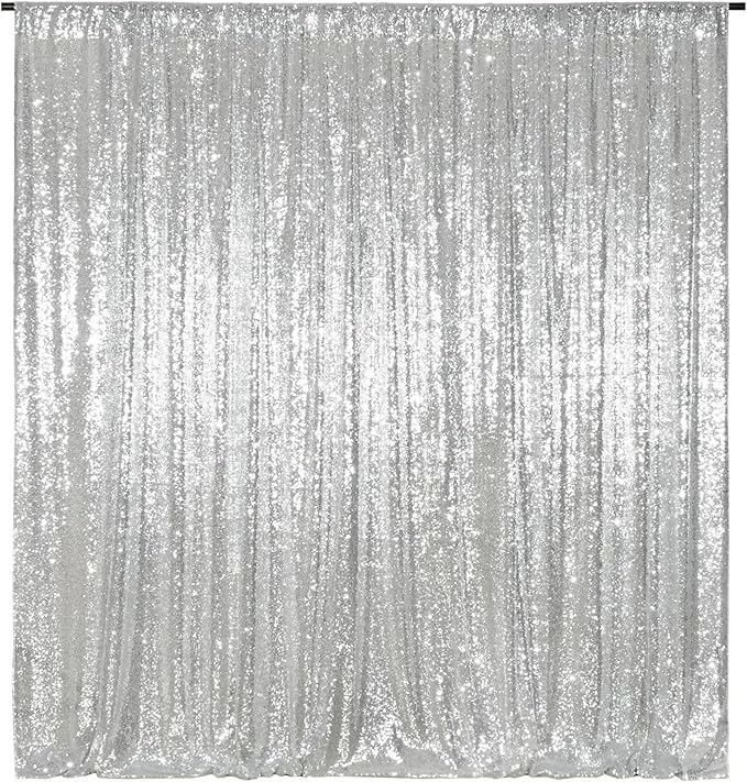 Silver Sequin Backdrop Panels, Pack of 2, Reflective Photo Booth Backdrop