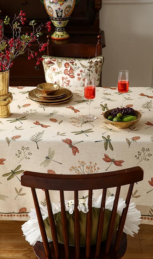 Tablecloth, 55 x 71 Inch Rectangular Linen-Polyester Blend in Off White