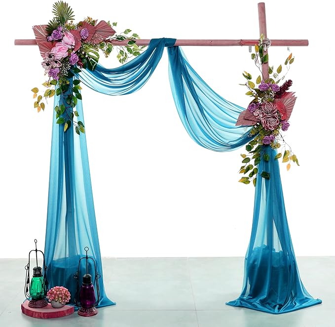 Backdrop Fabric Panel, Dark Teal Sheer Chiffon, 30 Inch x 40 Ft