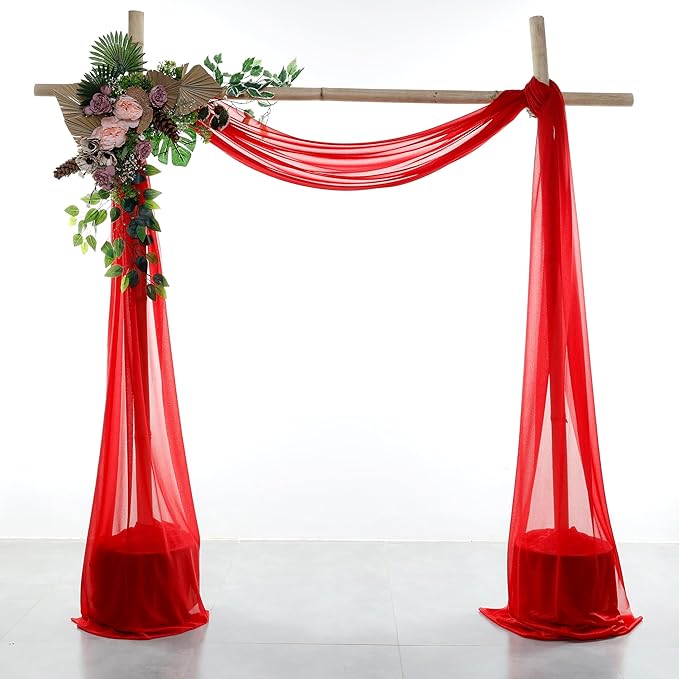 Fabric Panels in Red Sheer Chiffon, 3 Pack, 30 In x 20 Ft Each