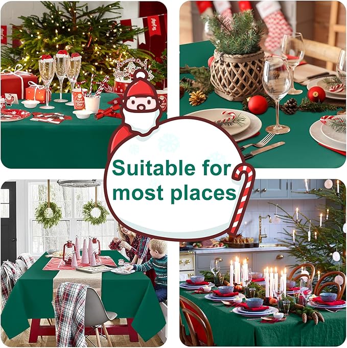 Hiasan Rectangle Tablecloth - Waterproof Wrinkle Resistant and Spillproof Washable Fabric Table Cloth for Dining Room Kitchen, Emerald Green, 60 x 120 Inch