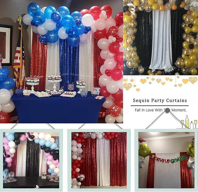 Sequin Backdrop Curtain in White, 10 ft x 10 ft, Shimmering Photo Backdrop