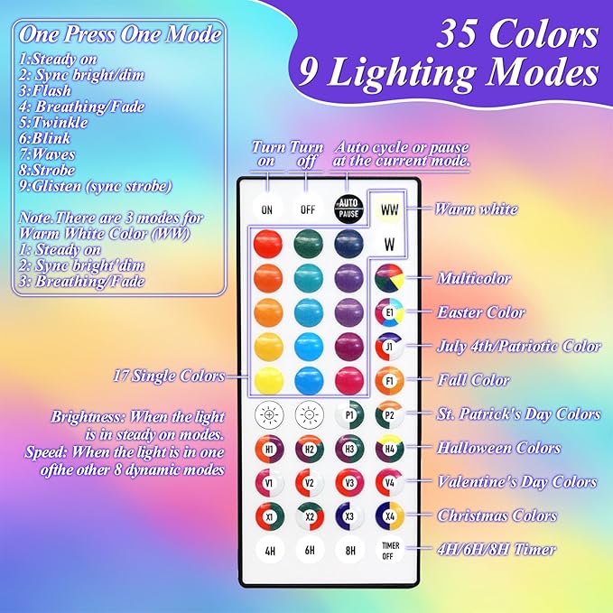 300 LED Color Changing Christmas Lights, 35 Colors 98FT String Lights Halloween Decorations, Waterproof Twinkle Fairy Light Clear Wire for Bedroom Indoor Outdoor Holiday Xmas Tree Wedding Party