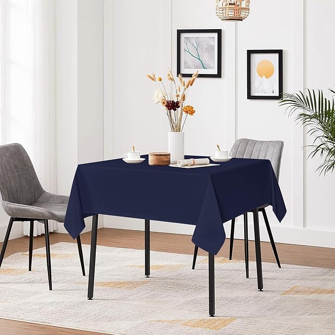 sancua Square Tablecloths 70x70 Inch, 2 Pack - Navy Blue Fabric Table Cloth for Square or Round Tables, Washable Polyester Table Cover for Outdoor Party, Birthday, Decorative Display Tables