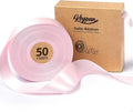 Pink Satin Ribbon for Valentines Day 1-1/2 Inch x 50 Yards Double-Faced Ribbons for Flower Bouquet Gift Wrapping Party Decor Wedding Invitation DIY Craft