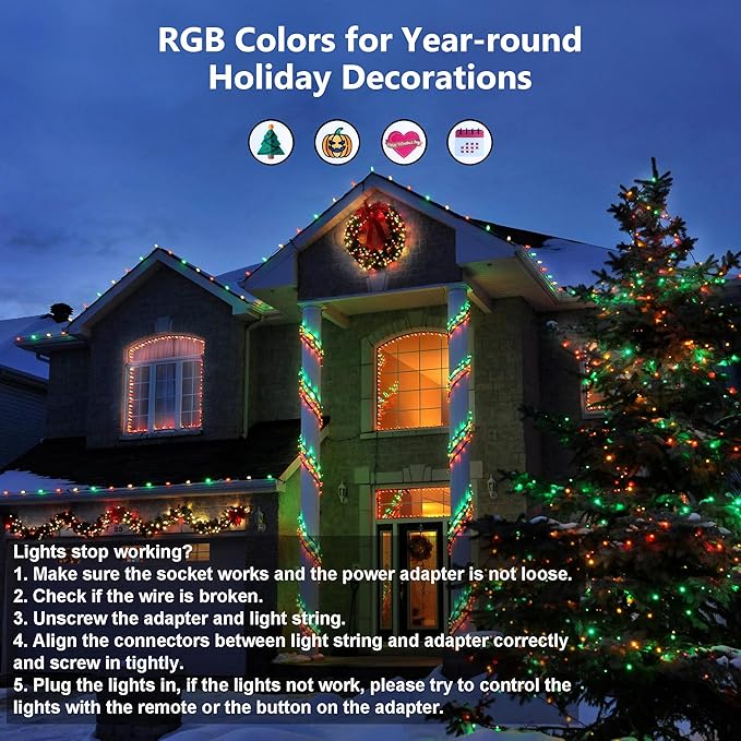 Indoor String Lights, 164ft RGB LED Color Changing with Remote