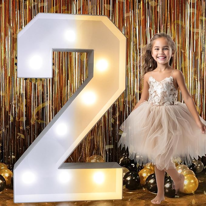 Marquee Number Decoration 2, 3FT LED Light Up Foam Board, Wall Mount