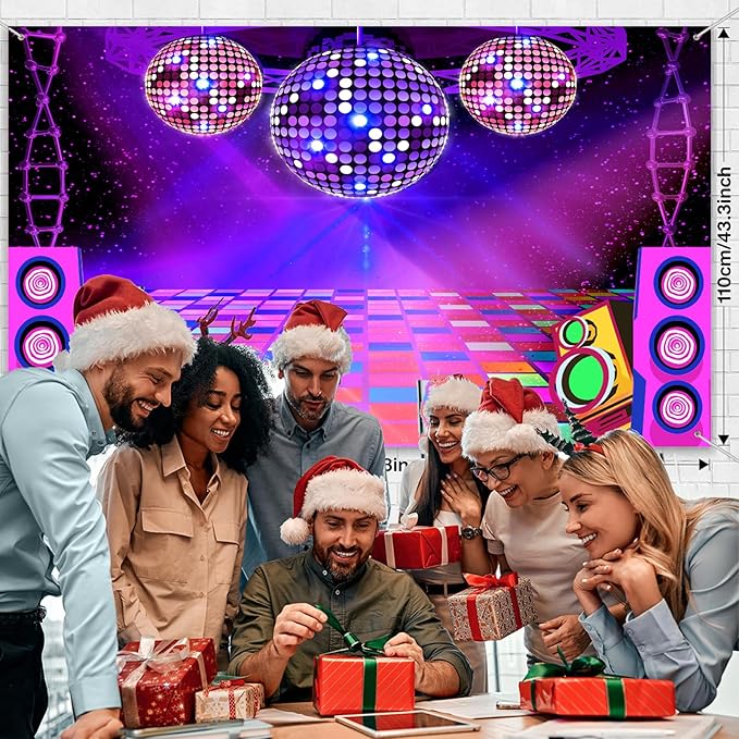Dance Party Backdrop Retro 80s 90s Theme Stage Dance Ball Music Birthday Party Decoration DJ Photography Background 15 x 10 ft for Baby Shower Picture Photo Shoot Polyester Fabric, Green