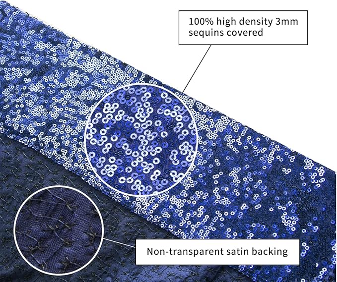 Poise3EHome 6Ft x 8Ft Navy Blue Sequin Backdrop Curtain, Glitter Thick Satin Sequin Background Drapes, Sparkly Backdrop for Weddings, Parties, Xmas, Thanksgiving Decor