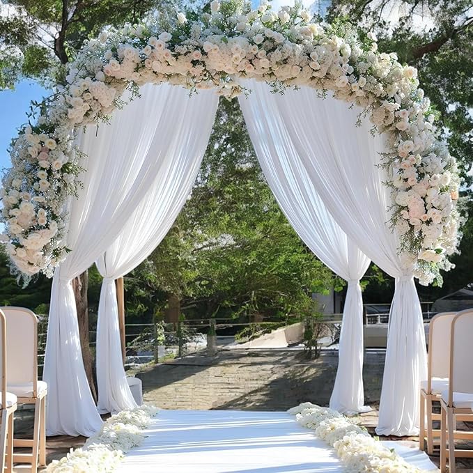 MDS Halloween Chiffon Draping Fabric - 2 Panel, 30" Wide x 30ft Long - Sheer Spooky Arbor & Canopy Drapery for Haunted House Backdrops, Party Ceilings, DIY Costumes & Themed Events - White