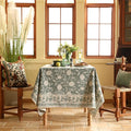 Tablecloth 55 x 71 Inch Rectangular, Grayish Green Linen-Blend Floral