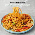Forks: 300 Count Disposable Silver Plastic, 7.4 Inch Metallic Finish