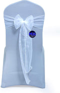 MDS Pack of 10 PCS Organza Chair Sashes Wider Dining Chair Bows Ribbon Tie Back for Wedding Party Birthday Bridal Shower Reception Event Banquet Home Chair Cover Decoration - White