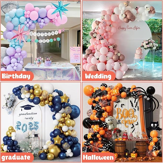 Balloon Arch Stand with Curved Top, White PVC, 8 FT and 6 FT