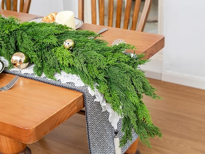 Garland 6 Ft Extra Full Dark Green Faux Cypress Pine for Christmas