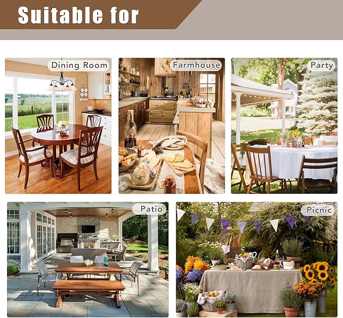 Fitable Linen Textured Tablecloth Washable Fabric Rectangle Table Cloth for 8 Foot Tables, Holiday Table Cover for Kitchen Dining, Party, Farmhouse (Nature, 54 x 108 Inch)