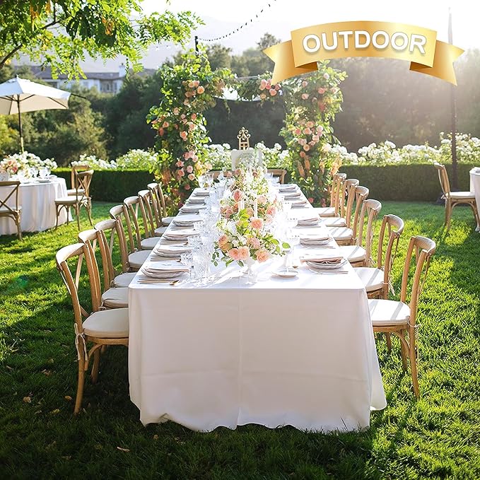 Rectangle Tablecloths, 6 Pack, White Polyester, 90 x 132 Inch
