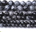 Snowflake Stone Beads for Jewelry Making DIY Craft Gemstone Beads Kit (8mm, 45pcs) Smooth Healing Crystal Beads for Bracelets, Necklaces, Home Decor