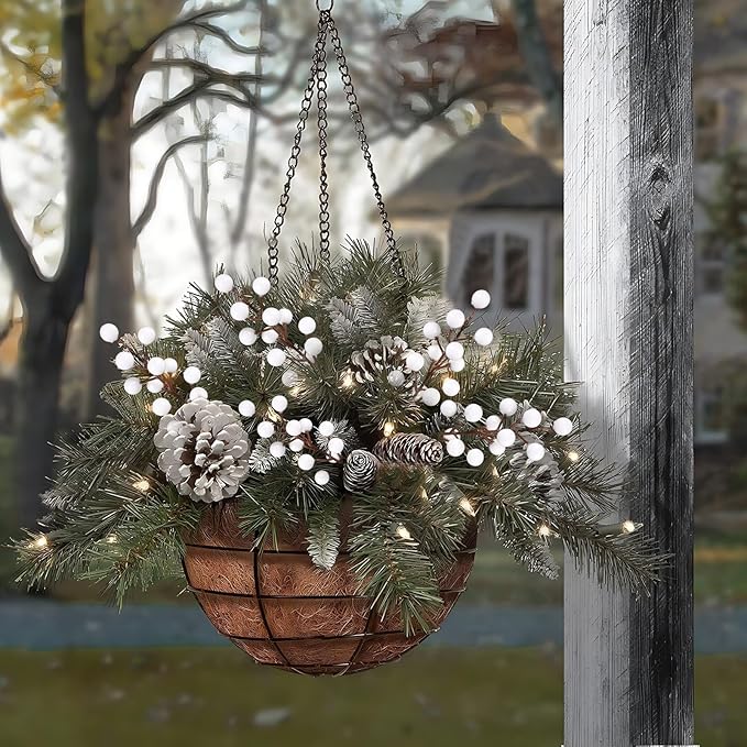 40 Pcs Artificial Berry Stems Branches, Christmas White Faux Holly Berries Picks Ornaments for Christmas Tree Wreath DIY Craft Decorations Holiday Home Decor (40, White)