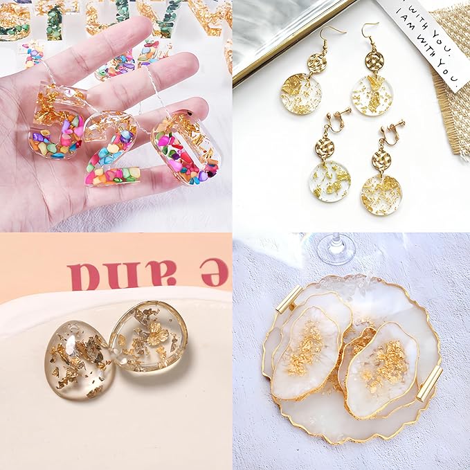 Joyzan Gold Flakes, Gold Foil Leaf Decoration Imitation Metallic Chocolates Baking Sheet Cake Decor Tweezers Resin Cooking Dessert Makeup Nail Art DIY Craft Jewelry Making Painting Slime 20g 2 Bottles