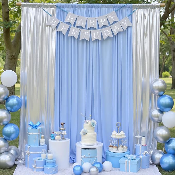 10x10 ft Wrinkle Free Silver Sequin Backdrop Curtain for Parties,Thick Not Fall Glitter Wedding Drapes Backdrop,2 Panels 5x10ft Shimmer Photo Wall Back Drop Cloth for Birthday Photography Background