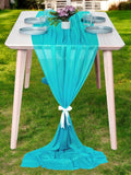 MDS Halloween Chiffon Table Runner - 12 Pack, 29 x 170 Inches, 14ft Each - Sheer Spooky Table Runners for Haunted House Parties, Trick-or-Treat Tables, Witchy Décor, Wedding & Events - Peacock Blue